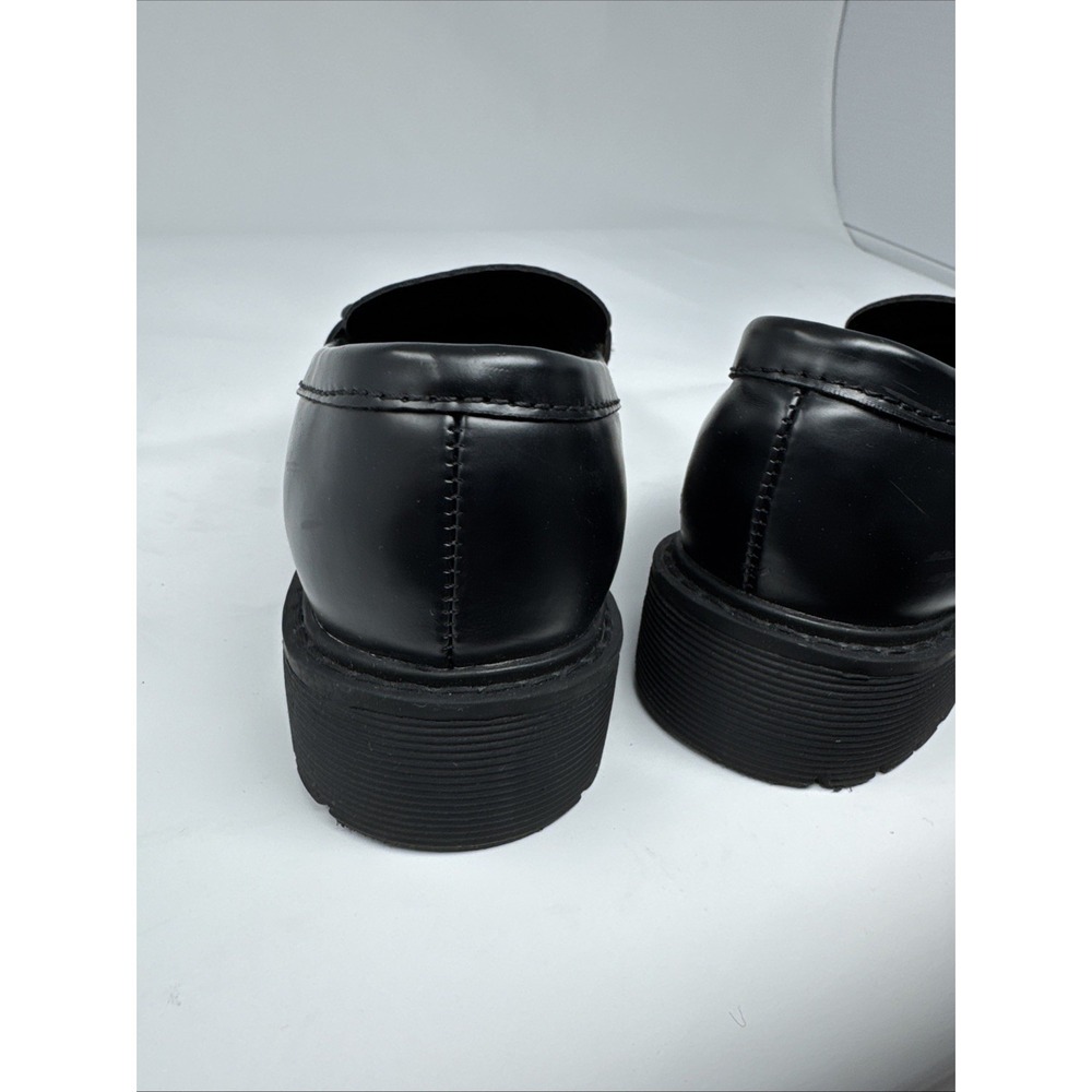 Gap Kids Girls Black Gold Tone Chain Link Faux Leather Loafers Sz 12 Lug Sole - Picture 7 of 7